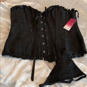Black corset and matching thong